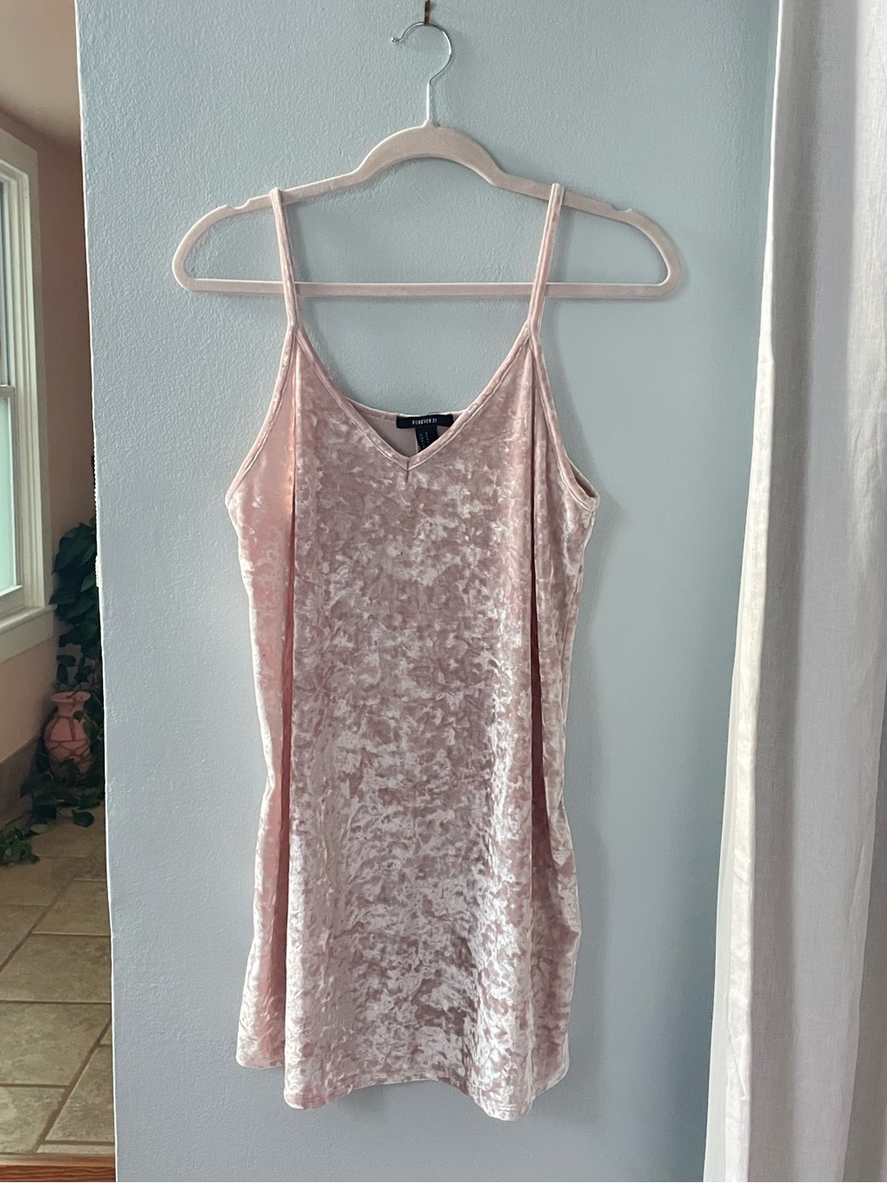 Forever 21 Blush Pink Velvet Slip Dress